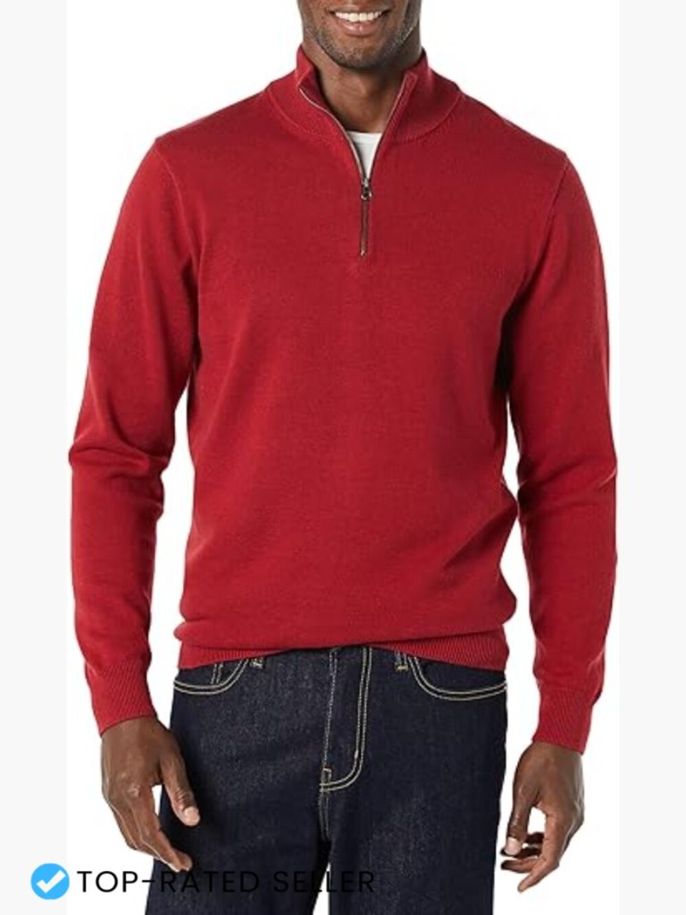 Men's 100% Cotton Quarter-Zip Sweater Pullover Classic Fit Fall Winter Layering